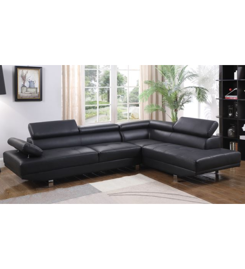 Καναπές Γωνία - Μαύρο PU Διαστ.270x200εκ. 